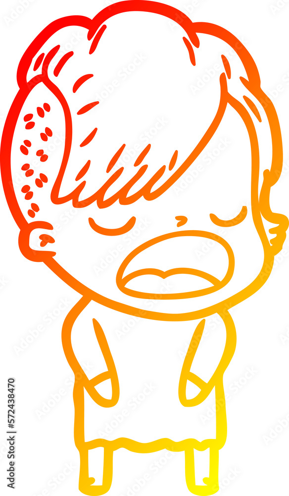 warm gradient line drawing cartoon cool hipster girl talking warm gradient line drawing cartoon cool hipster girl talking