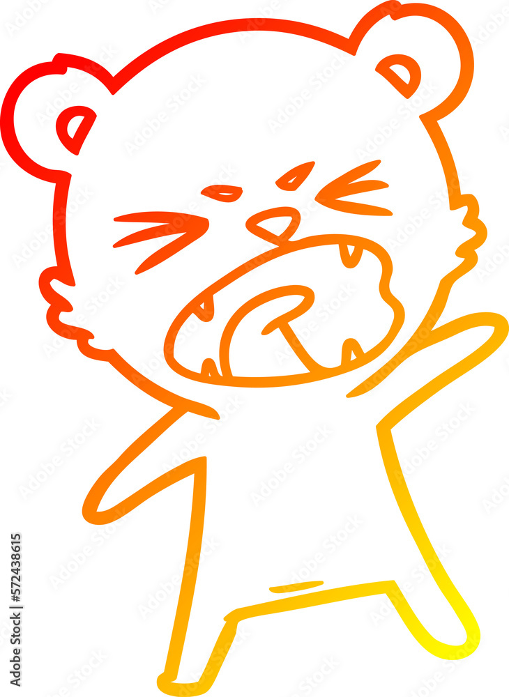 warm gradient line drawing angry cartoon polar bear