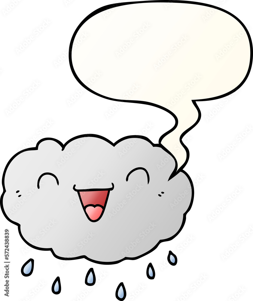 happy cartoon cloud and speech bubble in smooth gradient style happy cartoon cloud and speech bubble in smooth gradient style