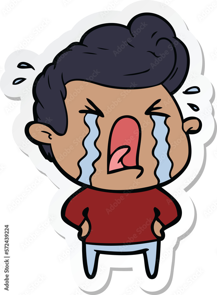 sticker of a cartoon crying man sticker of a cartoon crying man