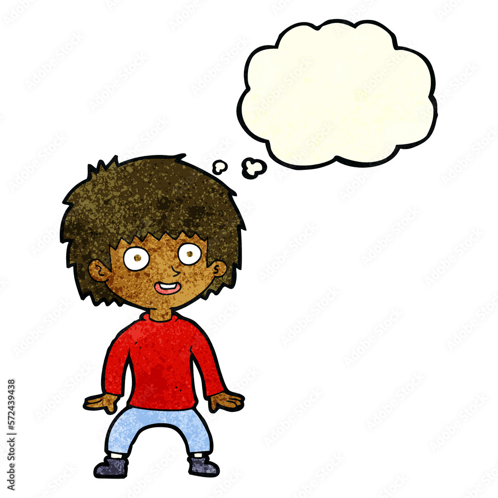 cartoon excited boy with thought bubble cartoon excited boy with thought bubble