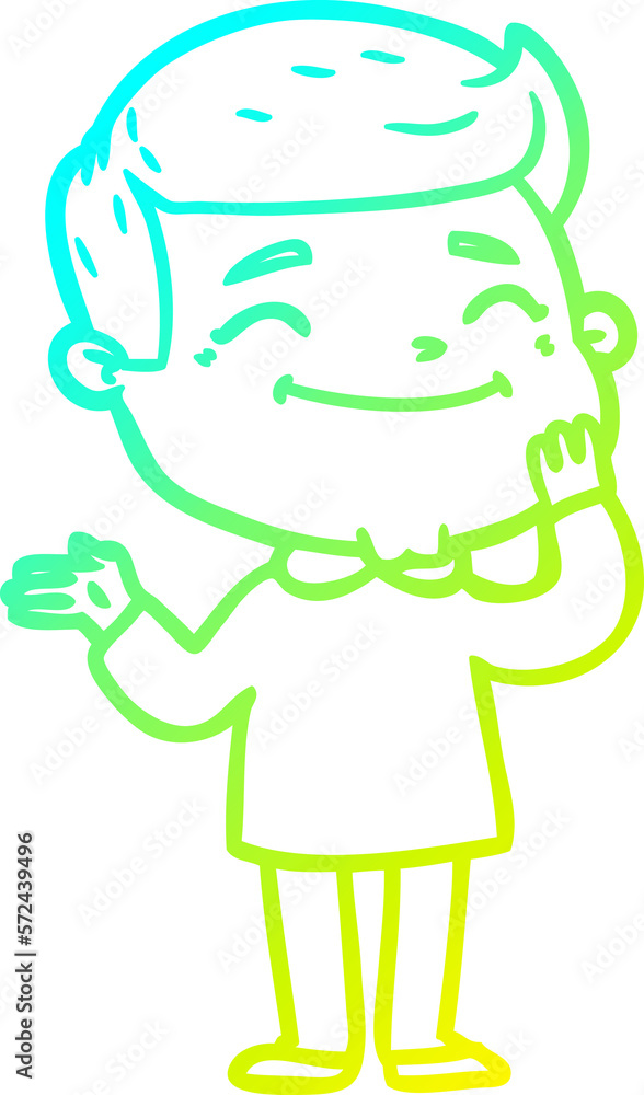 cold gradient line drawing happy cartoon man cold gradient line drawing happy cartoon man