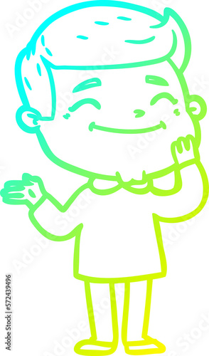 Fototapeta Naklejka Na Ścianę i Meble -  cold gradient line drawing happy cartoon man