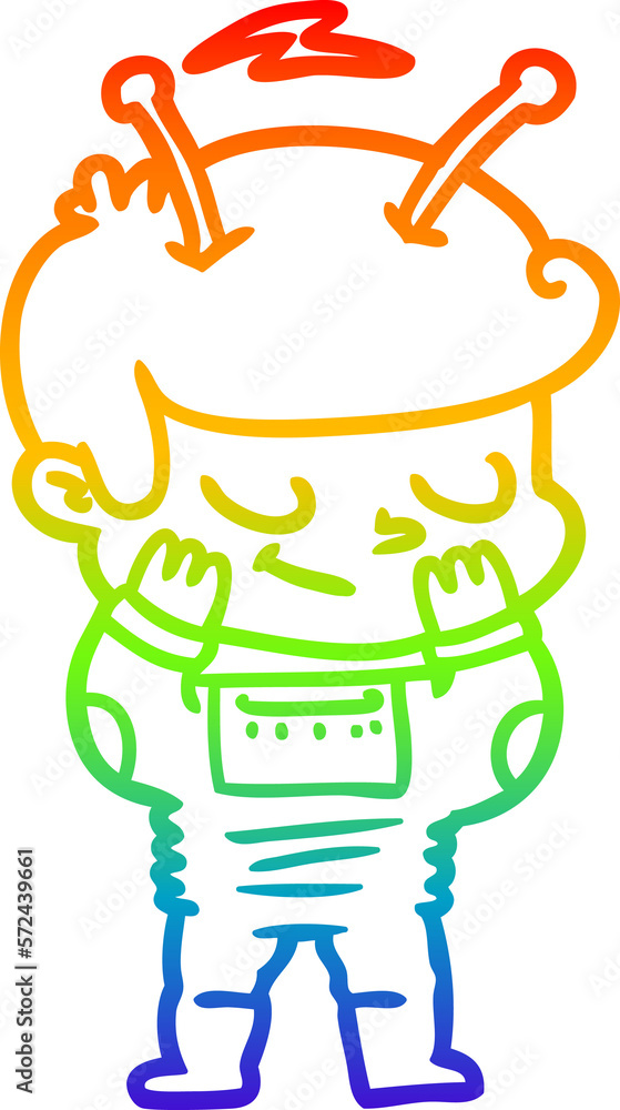rainbow gradient line drawing bashful cartoon spaceman rainbow gradient line drawing bashful cartoon spaceman