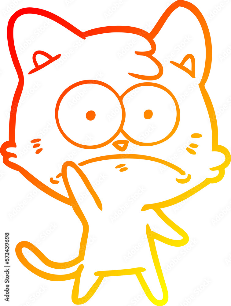 warm gradient line drawing cartoon nervous cat warm gradient line drawing cartoon nervous cat