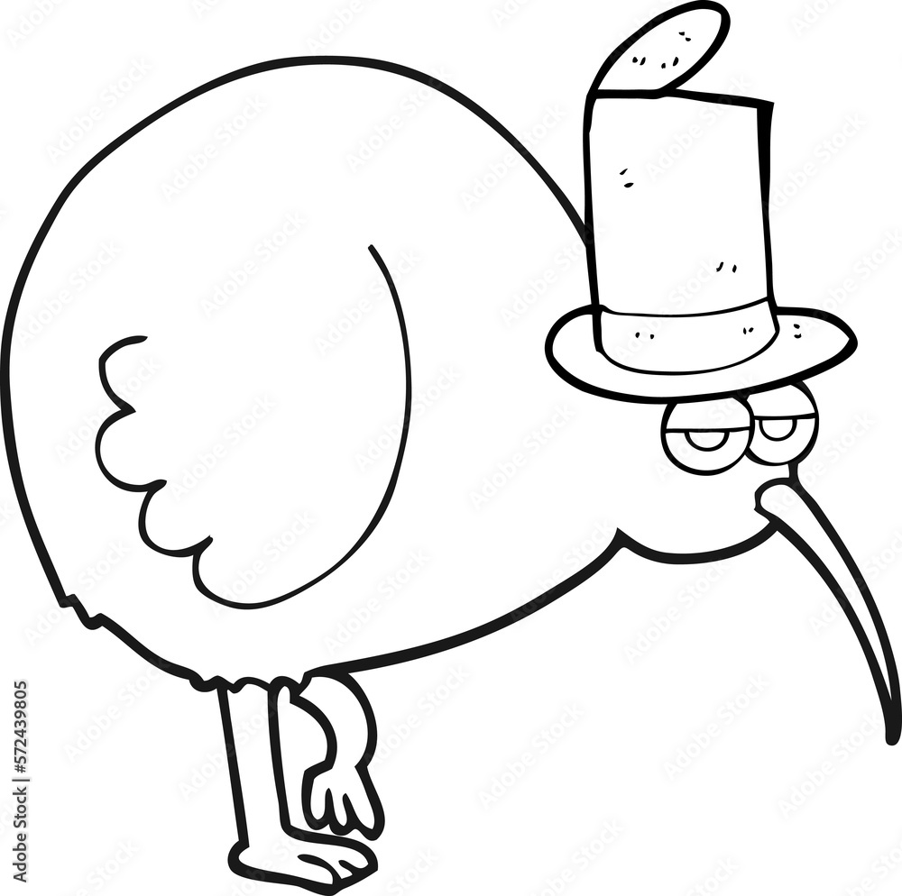 Fototapeta premium black and white cartoon kiwi bird