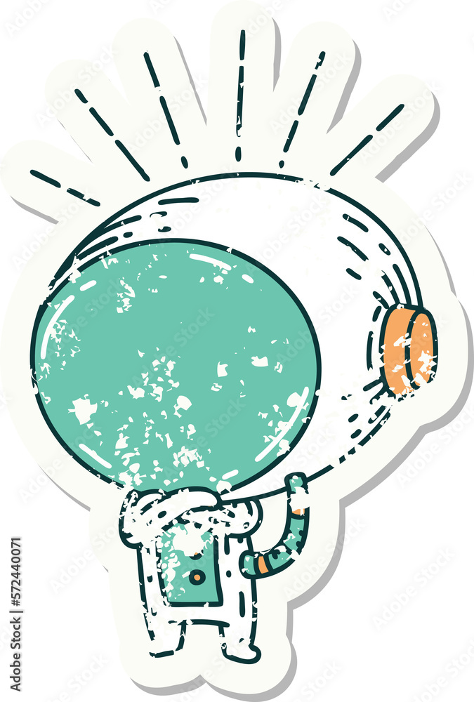grunge sticker of tattoo style astronaut grunge sticker of tattoo style astronaut