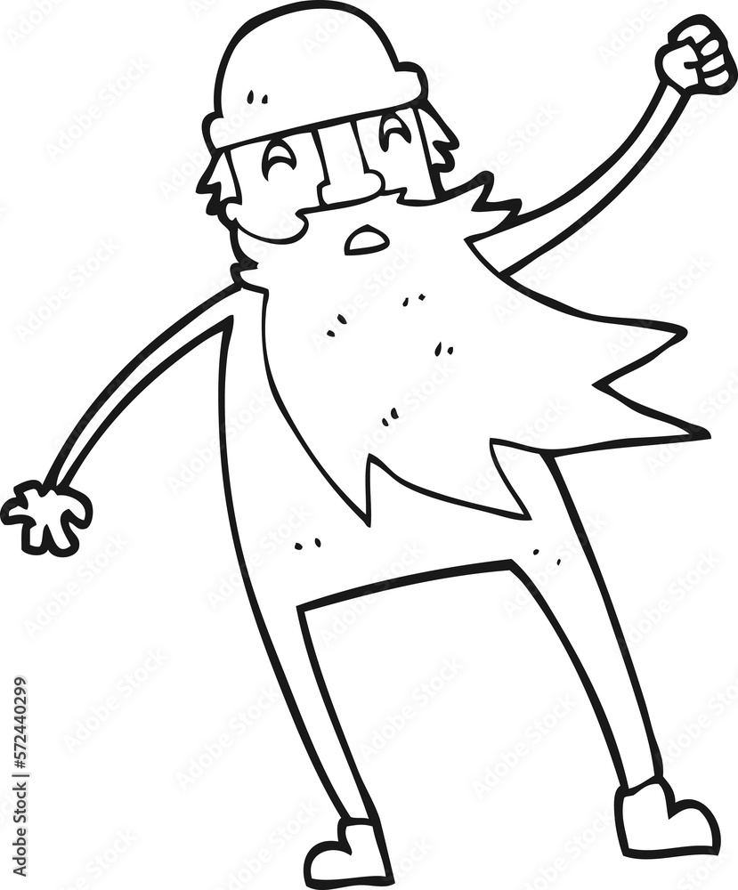 Obraz premium black and white cartoon old man in thermal underwear