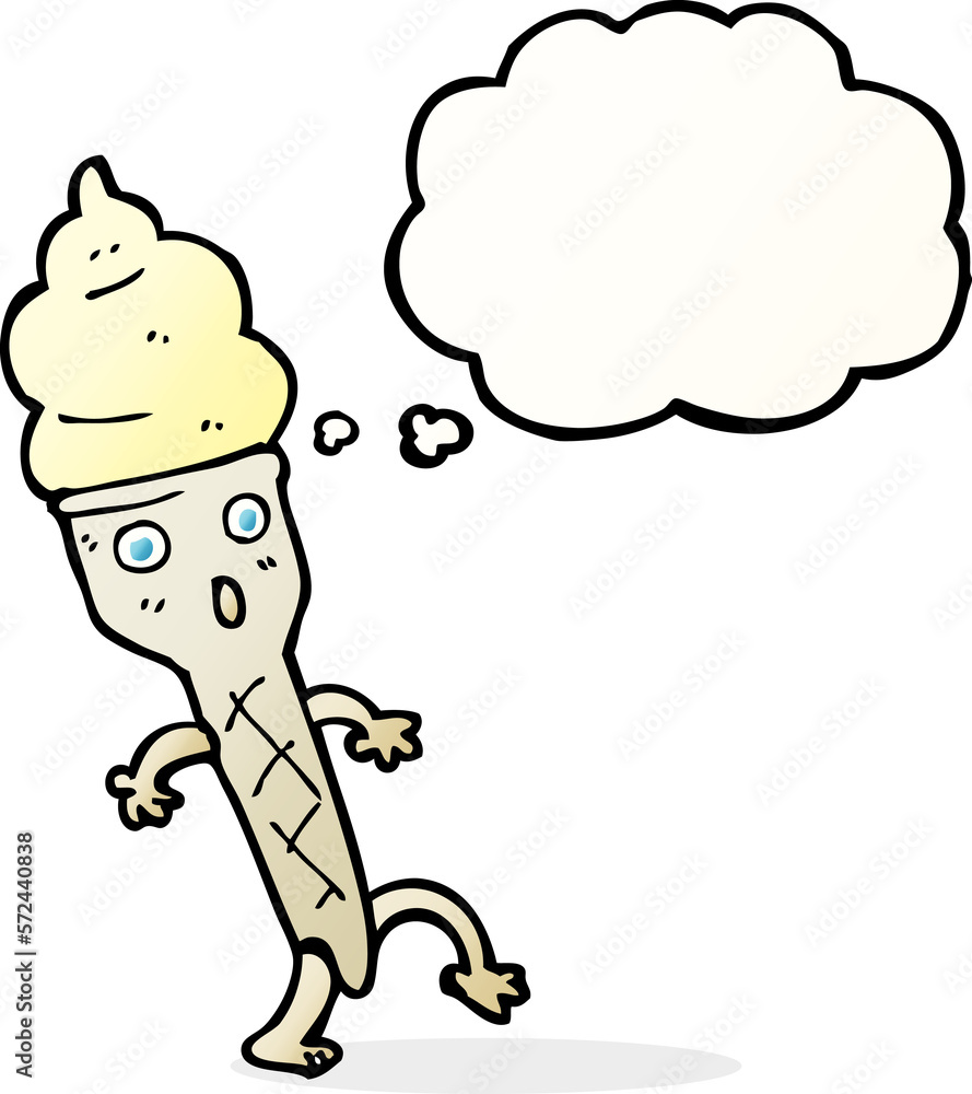 Fototapeta premium cartoon ice cream with thought bubble