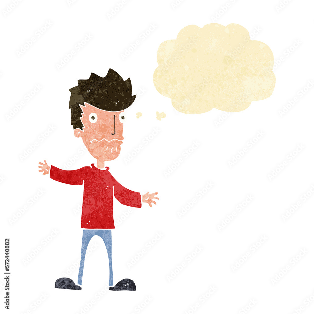 cartoon nervous man with thought bubble cartoon nervous man with thought bubble