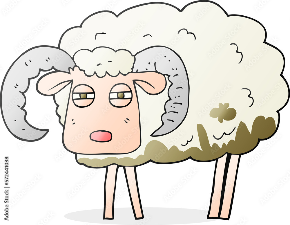 Fototapeta premium cartoon ram covered in mud