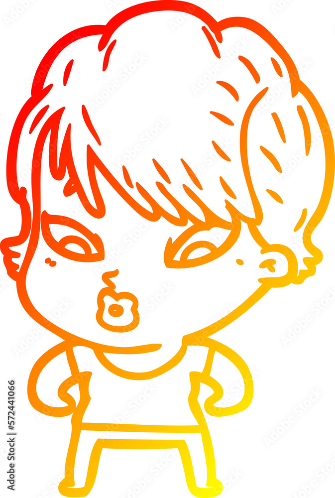 warm gradient line drawing cartoon woman warm gradient line drawing cartoon woman