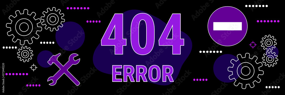 404 error page dark theme style vector concept illustration