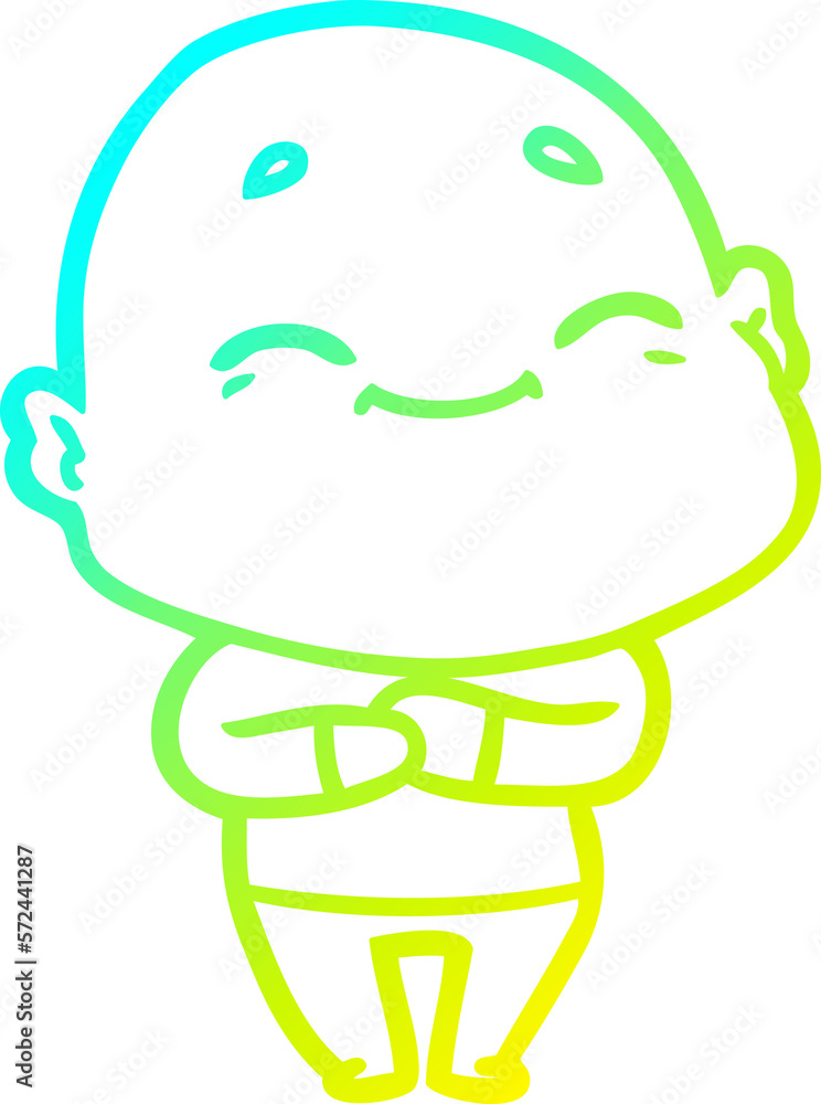 cold gradient line drawing cartoon happy bald man cold gradient line drawing cartoon happy bald man