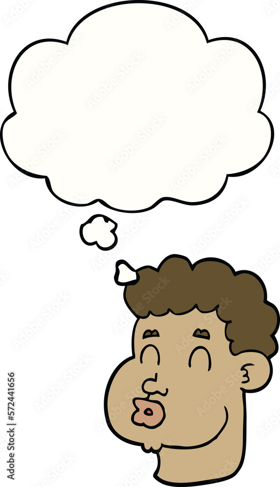 cartoon male face and thought bubble cartoon male face and thought bubble