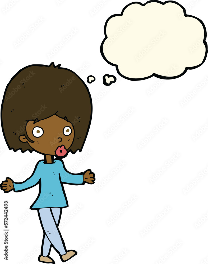 cartoon confused woman with thought bubble cartoon confused woman with thought bubble