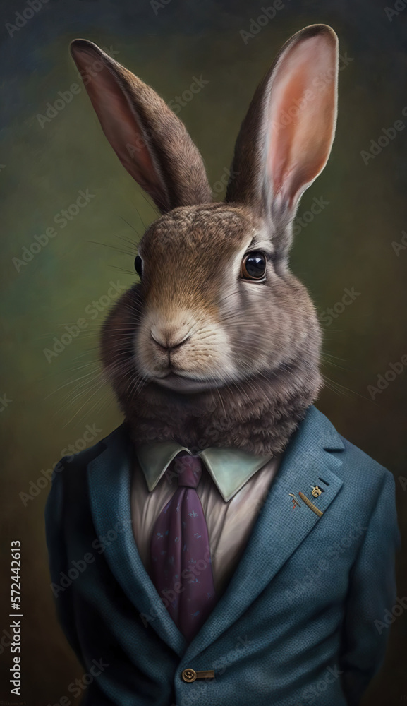 rabbit with businessman suit - portrait