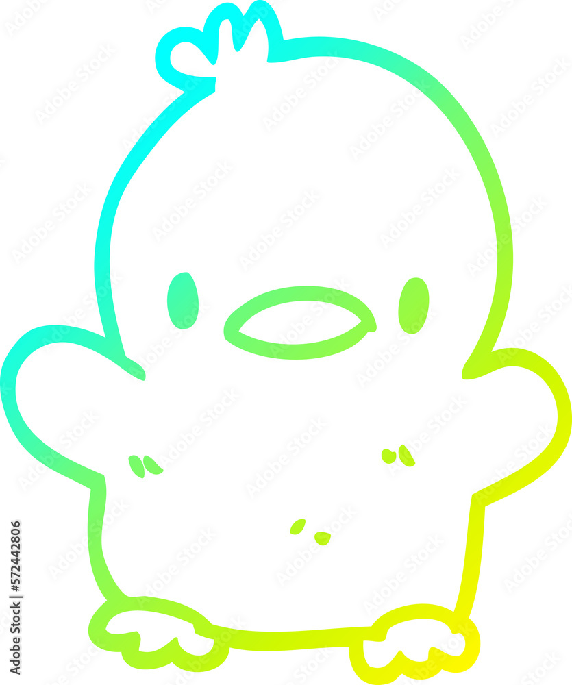 Obraz premium cold gradient line drawing cute cartoon chick