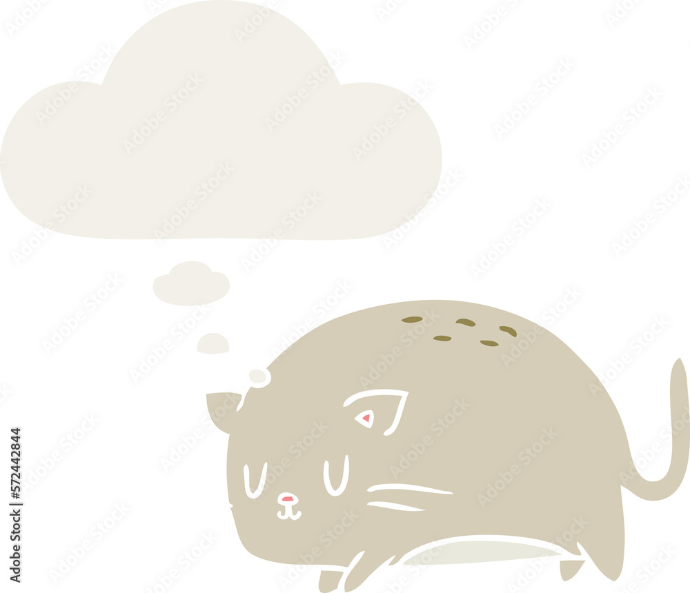 cute cartoon cat and thought bubble in retro style cute cartoon cat and thought bubble in retro style