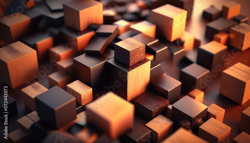 Logic and logical thinking concept with wooden cubes. Created with Generative AI technology.