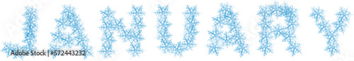 Fototapeta Naklejka Na Ścianę i Meble -  January month illustration concept made from snow flakes