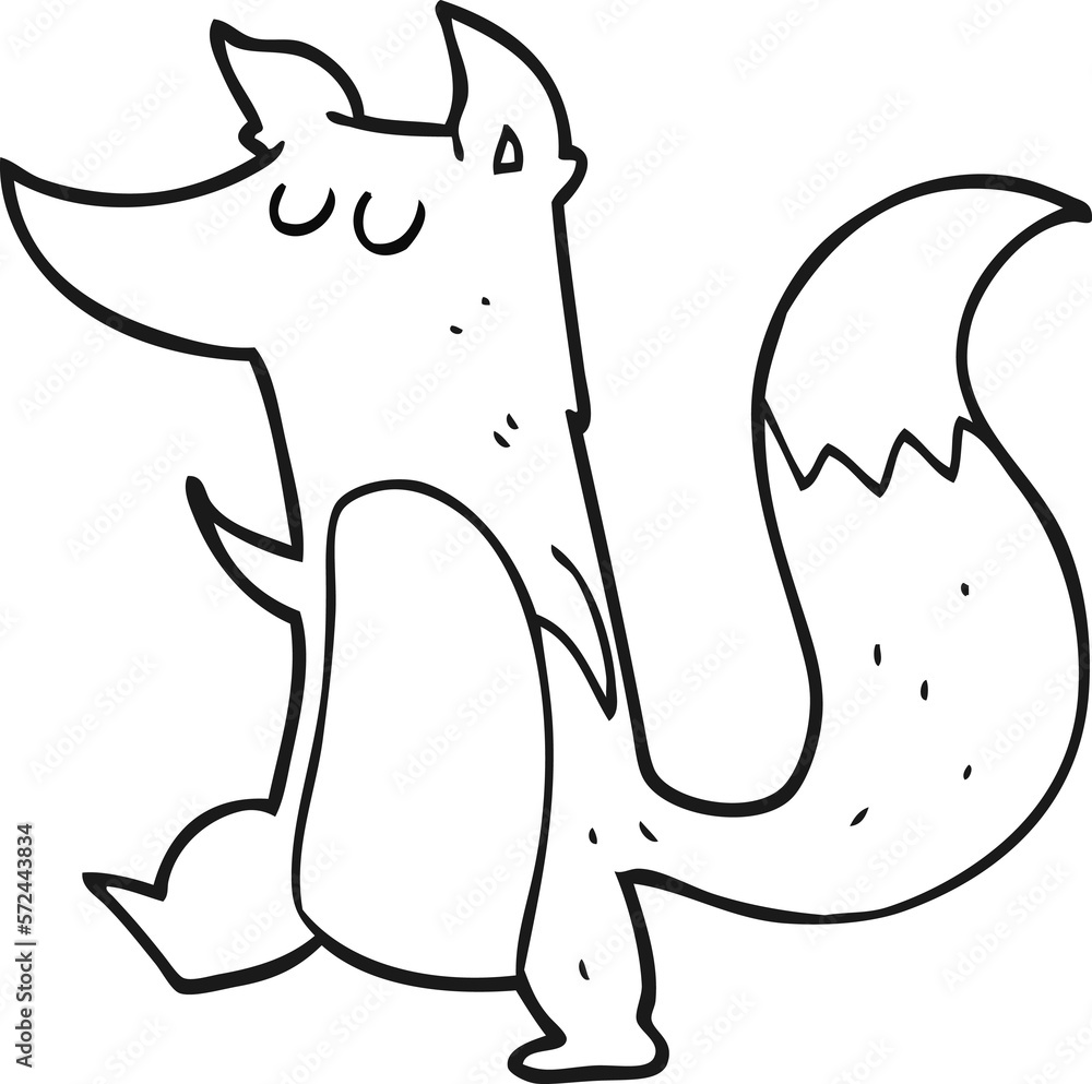 black and white cartoon little wolf black and white cartoon little wolf