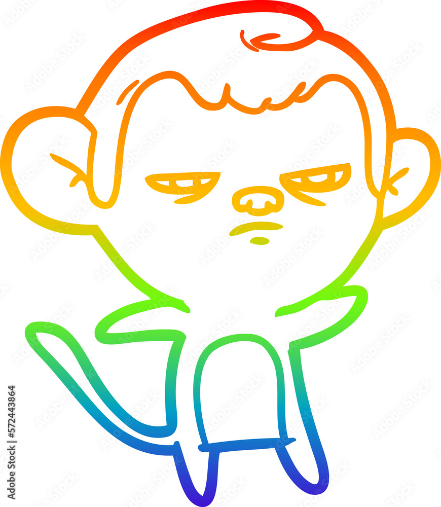 rainbow gradient line drawing cartoon monkey rainbow gradient line drawing cartoon monkey