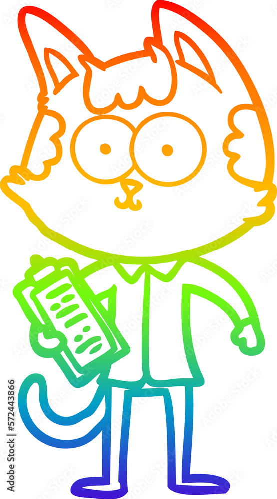 rainbow gradient line drawing happy cartoon salesman cat rainbow gradient line drawing happy cartoon salesman cat