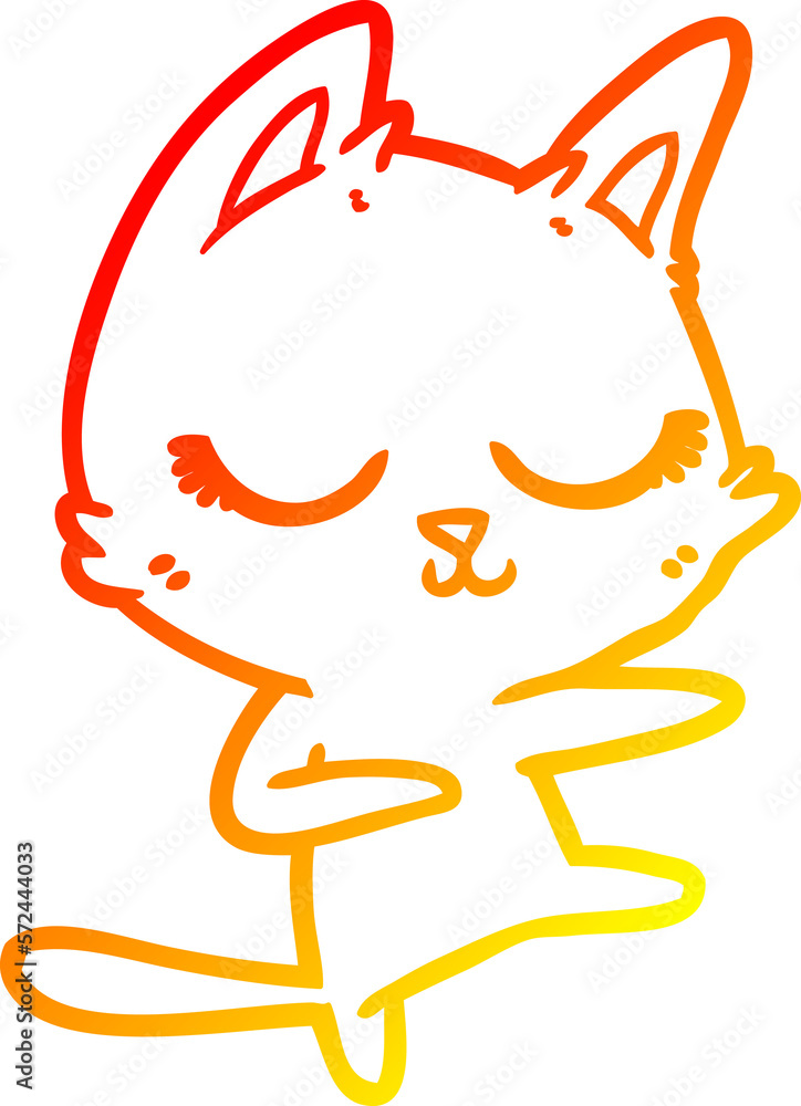 warm gradient line drawing calm cartoon cat warm gradient line drawing calm cartoon cat