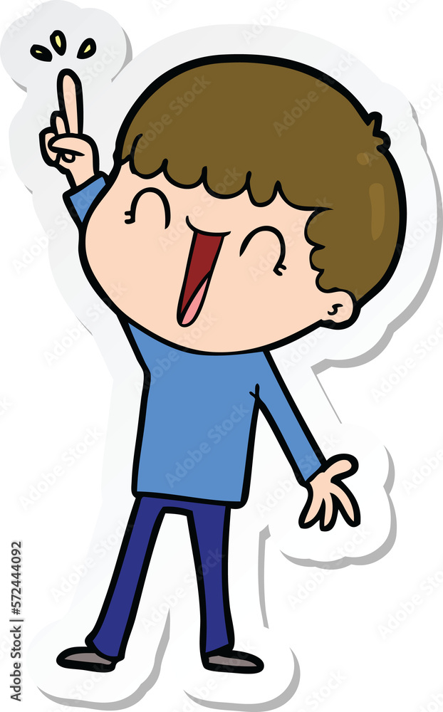 sticker of a cartoon man with great idea