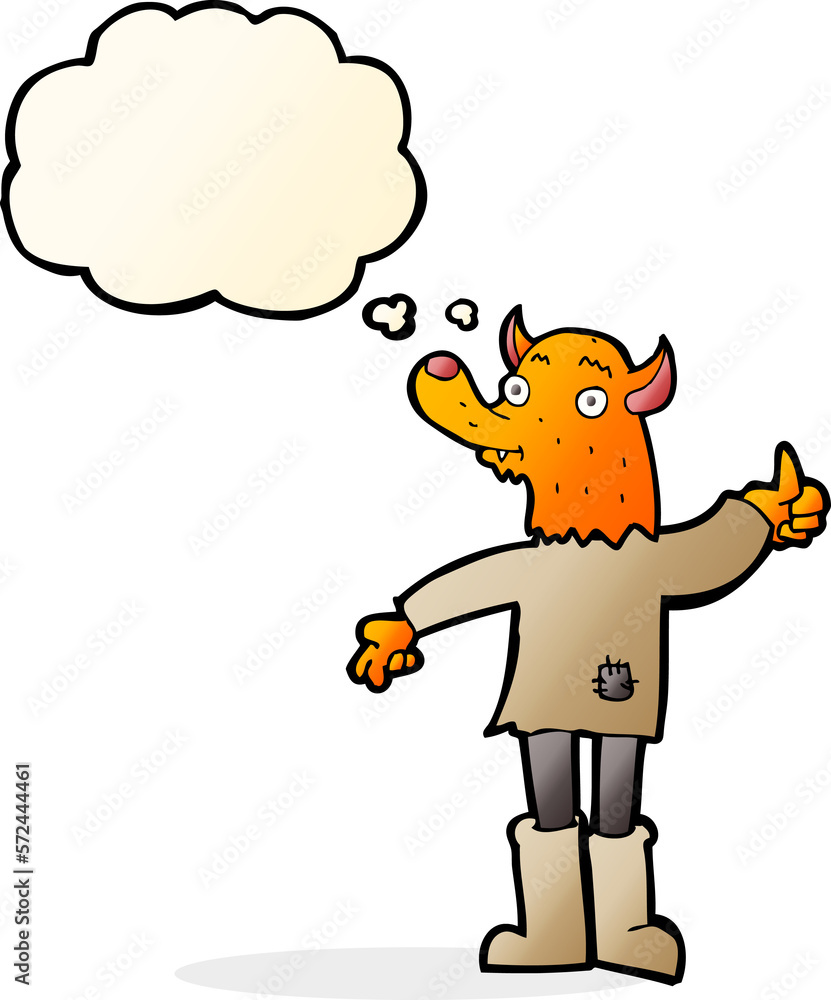 cartoon fox man with thought bubble cartoon fox man with thought bubble