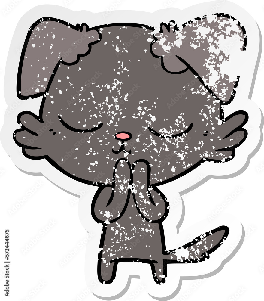 Obraz premium distressed sticker of a cute cartoon dog