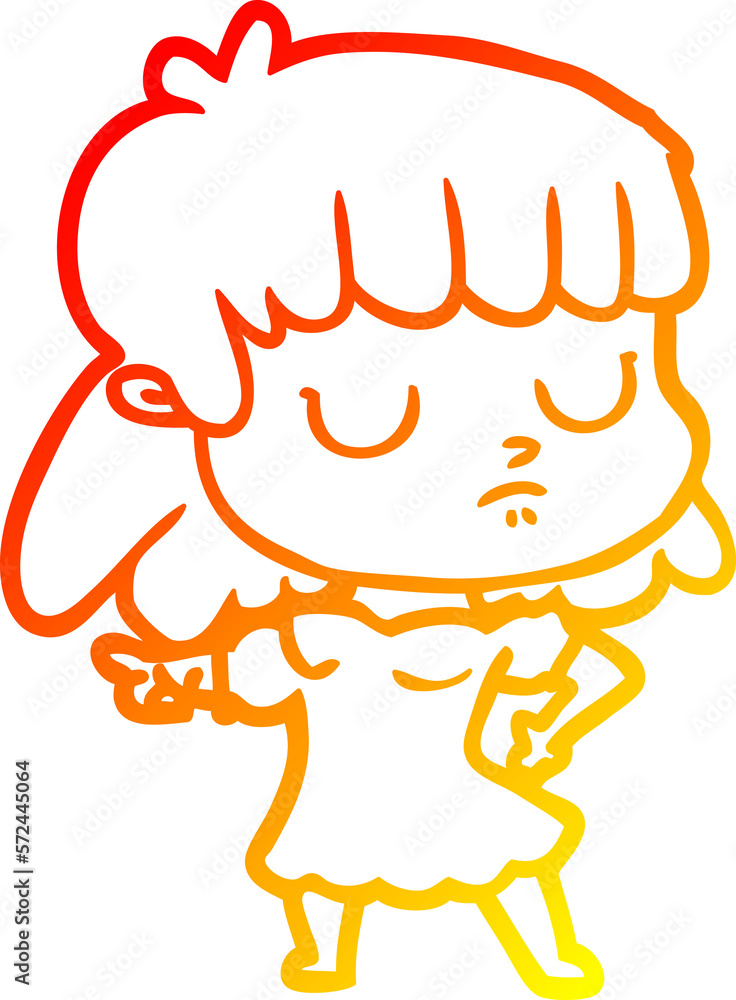 warm gradient line drawing cartoon indifferent woman warm gradient line drawing cartoon indifferent woman