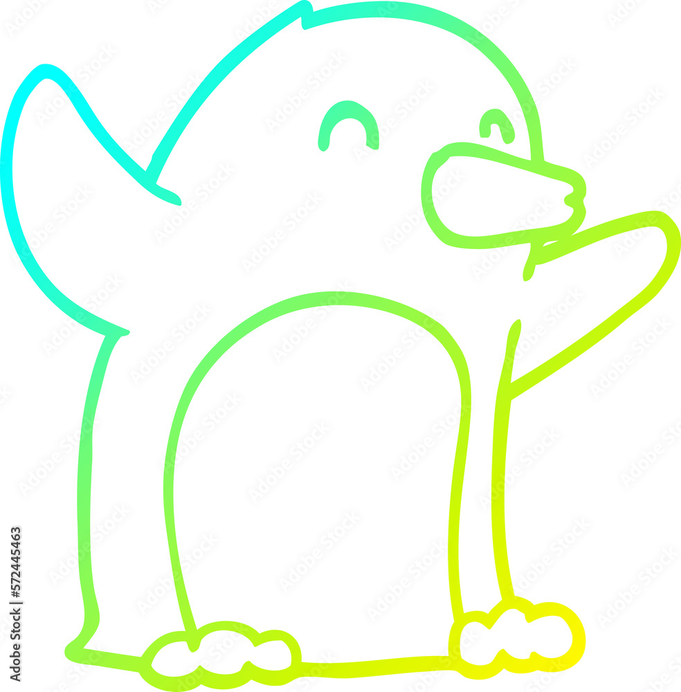 cold gradient line drawing cartoon excited penguin cold gradient line drawing cartoon excited penguin