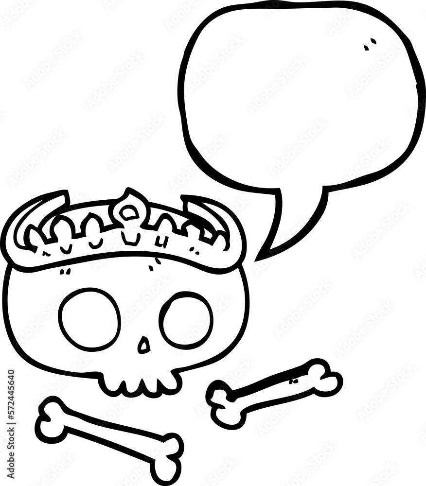 speech bubble cartoon skull wearing tiara speech bubble cartoon skull wearing tiara