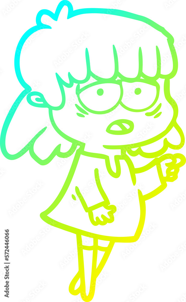 cold gradient line drawing cartoon tired woman cold gradient line drawing cartoon tired woman