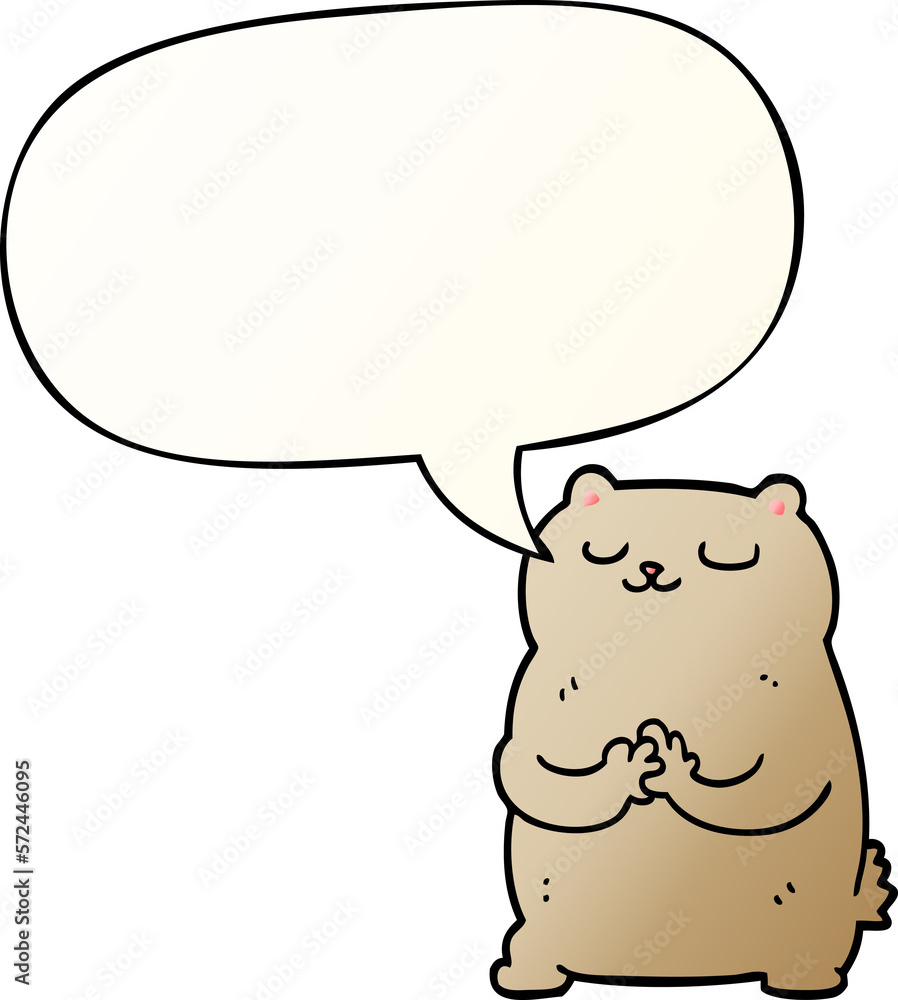 cartoon bear and speech bubble in smooth gradient style cartoon bear and speech bubble in smooth gradient style