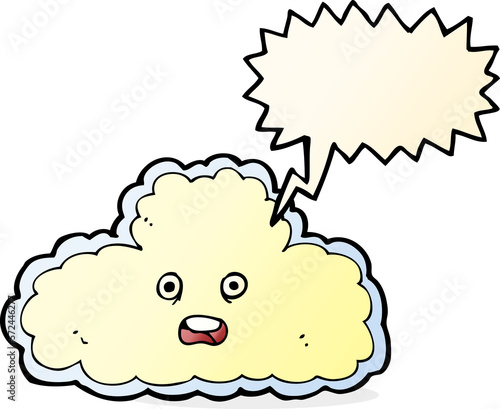 cartoon cloud symbol with speech bubble