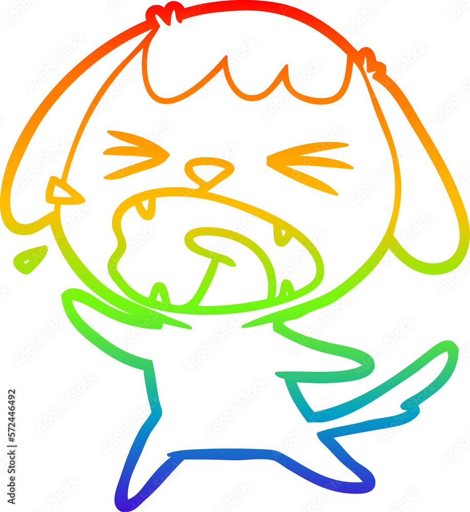 rainbow gradient line drawing cute cartoon dog barking rainbow gradient line drawing cute cartoon dog barking