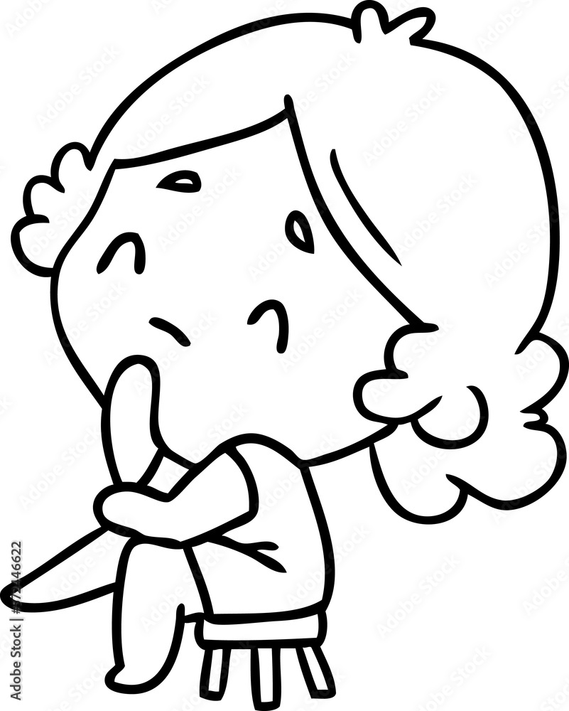 line drawing of a cute kawaii lady line drawing of a cute kawaii lady