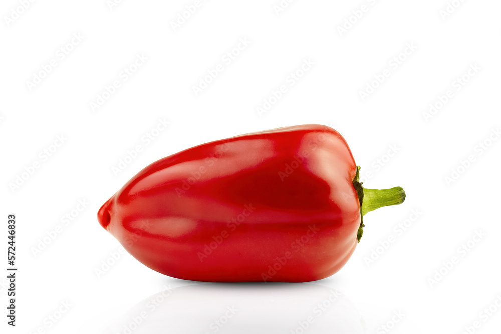 Isolated red pepper on a white background. One pepper for food and drink on a white background with space for a copy. Delicious peppers are beautiful. Isolated red pepper on a white background. One pepper for food and drink on a white background with space for a copy. Delicious peppers are beautiful.
