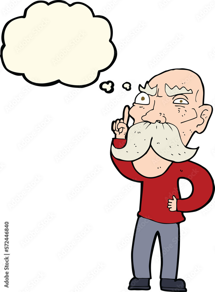 cartoon annoyed old man with thought bubble cartoon annoyed old man with thought bubble