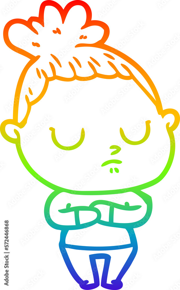 rainbow gradient line drawing cartoon calm woman rainbow gradient line drawing cartoon calm woman