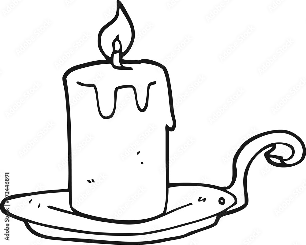 Obraz premium black and white cartoon candle lamp