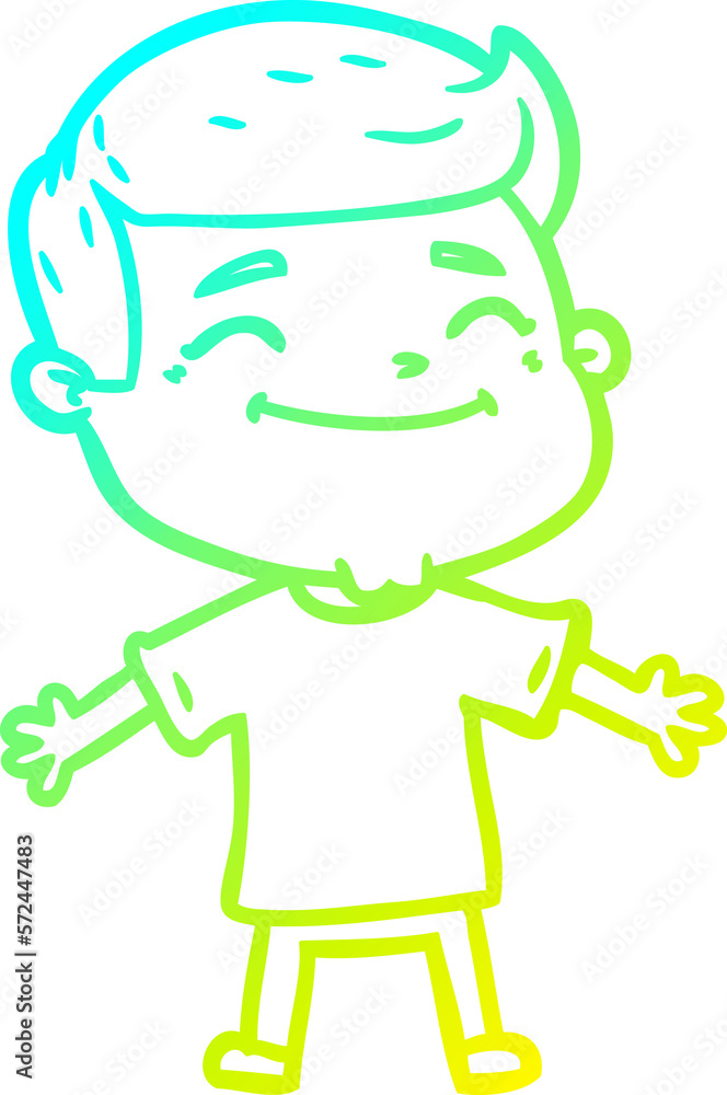 cold gradient line drawing happy cartoon man with open arms cold gradient line drawing happy cartoon man with open arms