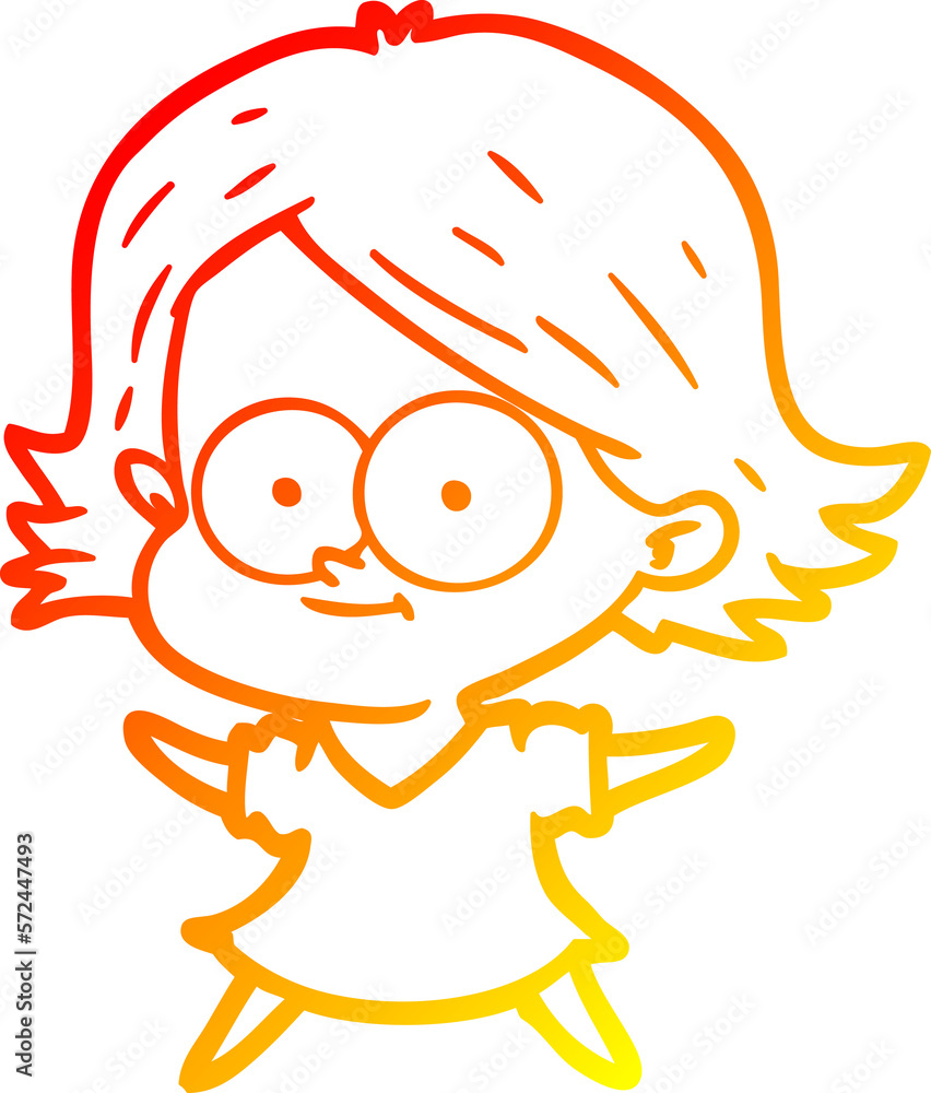 Obraz premium warm gradient line drawing happy cartoon girl
