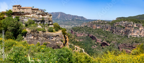 Panoramic photograph of the location of the town of Siurana, on top of the mountain, Tarragona, Spain photo
