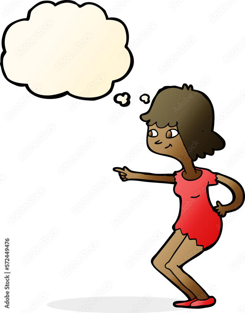 cartoon girl pointing with thought bubble cartoon girl pointing with thought bubble