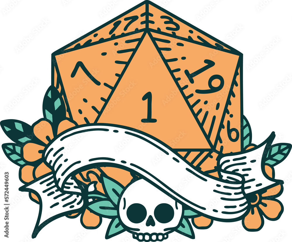 natural one d20 dice roll illustration