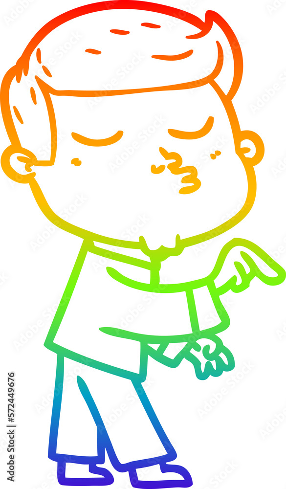 rainbow gradient line drawing cartoon model guy pouting rainbow gradient line drawing cartoon model guy pouting